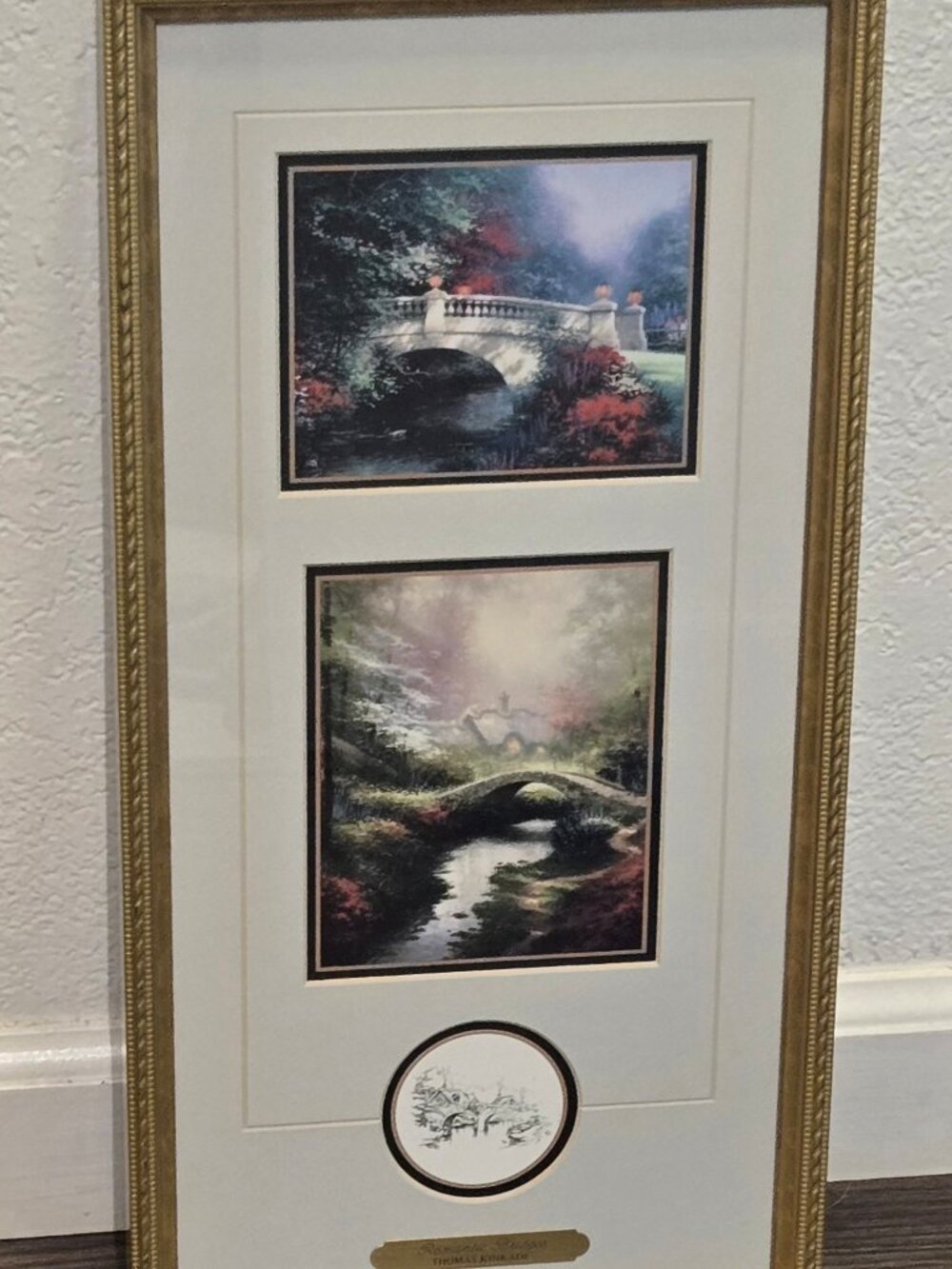 THOMAS KINKADE "Romantic Bridges" Accent Prints Framed w/ COA, 1998